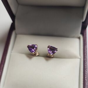10K Gold Amethyst Stud Earrings